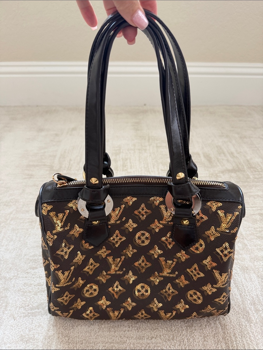 Speedy LV Gold Sequin Bag